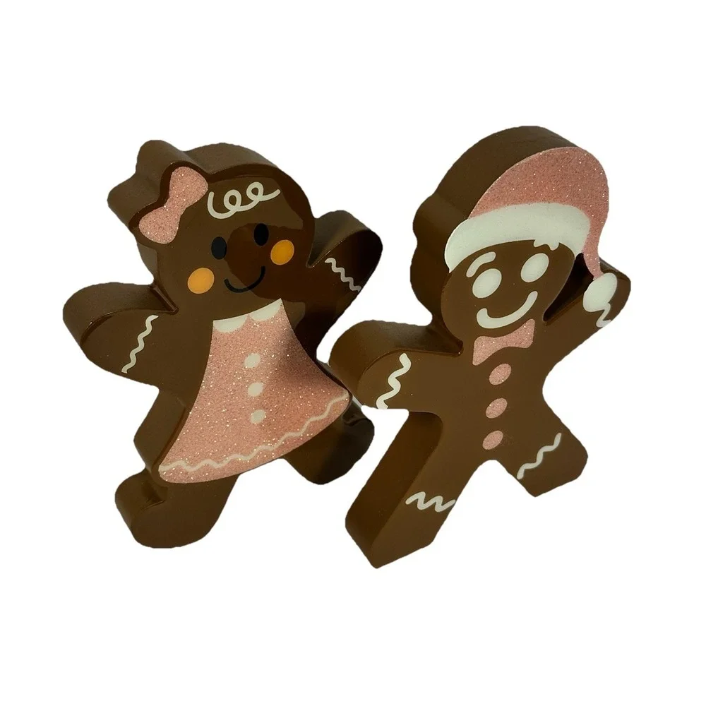 Quill to Paper Gingerbread Boy Girl Christmas Decor Set Pink Glitter